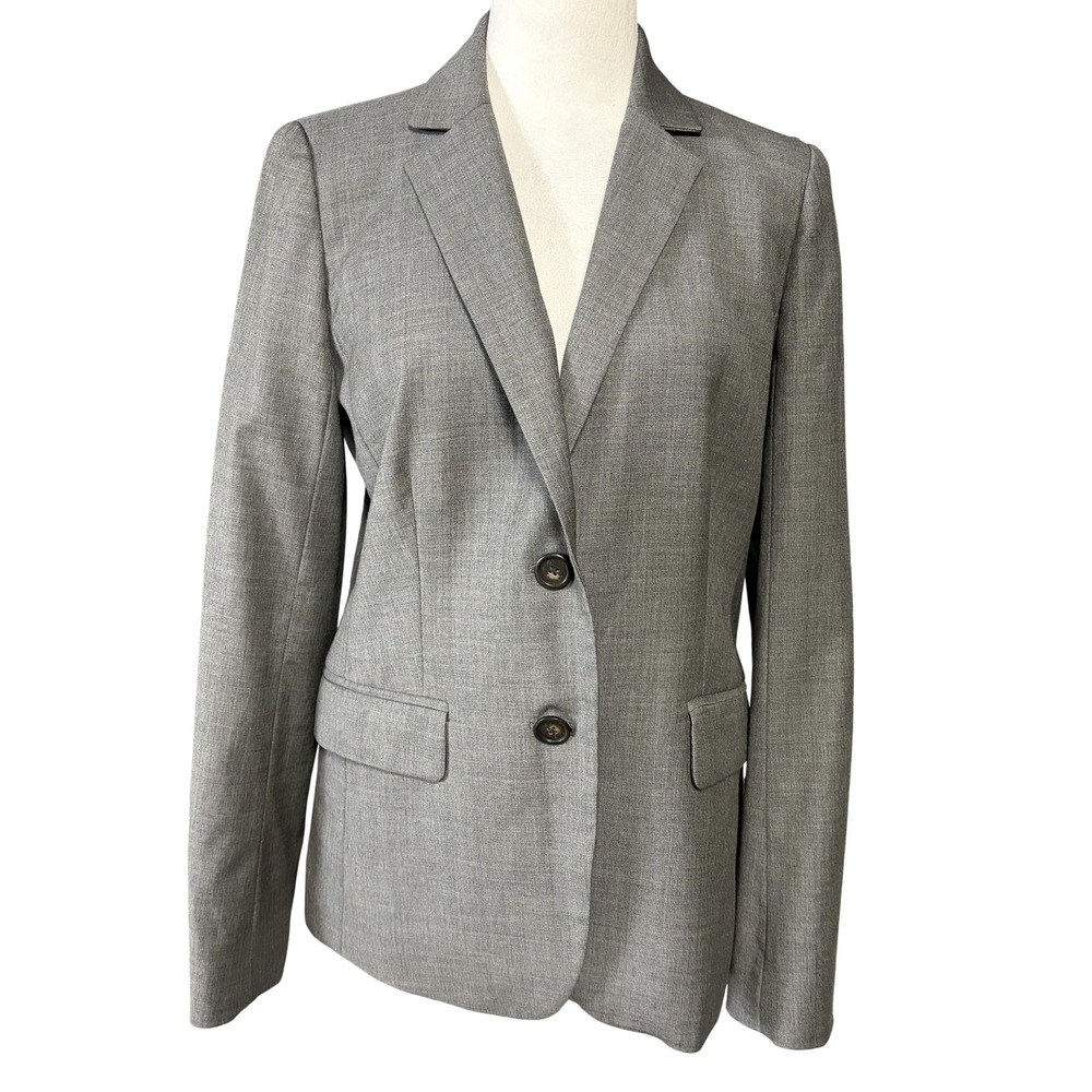 J.CREW Blazer Womens 6 Gray Super 120's Wool Two Button Notch Lapel Lined Jacket
